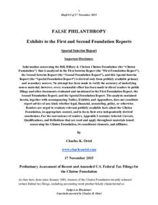 1 Draft #5 of 17 November 2015 FALSE PHILANTHROPY Exhibits to the First and Second Foundation Reports Special Interim Report