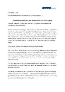 NEWS RELEASE Embargoed: not for release before 00:01am 24 June 2013