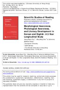 This article was downloaded by: [Chinese University of Hong Kong] On: 05 May 2013, At: 09:44 Publisher: Routledge Informa Ltd Registered in England and Wales Registered Number: Registered office: Mortimer House, 