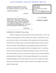 Case 1:17-cvKBF Document 169 FiledPage 1 of 25  UNITED STATES DISTRICT COURT SOUTHERN DISTRICT OF NEW YORK ------------------------------------------------------------------ X JUSTIN GOLDMAN,