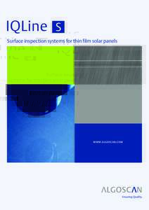 Surface inspection systems for thin film solar panels  WWW.ALGOSCAN.COM The modular algoscan concept