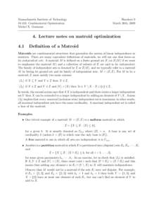 Massachusetts Institute of Technology: Combinatorial Optimization Michel X. Goemans Handout 9 March 20th, 2009