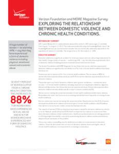 Verizon Foundation and MORE Magazine Survey:  EXPLORING THE RELATIONSHIP BETWEEN DOMESTIC VIOLENCE AND CHRONIC HEALTH CONDITIONS. METHODOLOGY SUMMARY