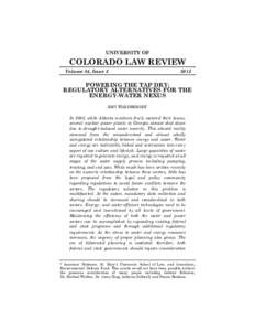 UNIVERSITY OF  COLORADO LAW REVIEW Volume 84, Issue