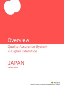 Overview Quality Assurance System in Higher Education JAPAN Second edition