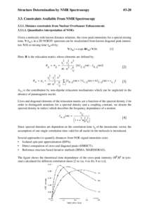 Structure Determination by NMR Spectroscopy  #Constraints Available From NMR SpectroscopyDistance constraints from Nuclear Overhauser Enhancements