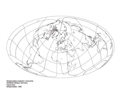 Briesemeister projection; Azimuthal; (Modified Oblique Hammer); Equal-area; Briesemeister; 1953  