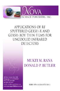 PHYSICS RESEARCH AND TECHNOLOGY  APPLICATIONS OF RF SPUTTERED GEXSI1-X AND GEXSI1-XOY THIN FILMS FOR UNCOOLED INFRARED