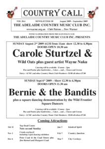 Adelaide Country Music Club Country Call August - September 2009 Issue - Vol 20.4