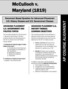 Document Based Question for Advanced Placement U.S. History Classes and U.S. Government Classes ADVANCED PLACEMENT U.S. GOVERNMENT AND POLITICS TOPICS