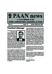 PAAN news  A News Bulletin of the Public Administration Association of Nepal Year: 10