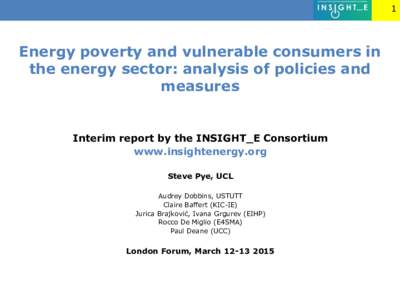 1  Energy poverty and vulnerable consumers in the energy sector: analysis of policies and measures