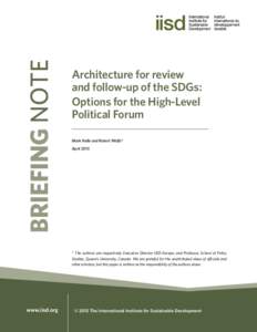 BRIEFING NOTE  Architecture for review and follow-up of the SDGs: Options for the High-Level Political Forum