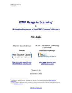 ICMP Usage in Scanning Version 2.01 ICMP Usage in Scanning1 Or