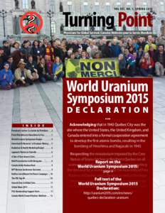 VOL XXI, NO. 1, SPRING 2015    Physicians for Global Survival (Canada) Médecins pour la Survie Mondiale World Uranium