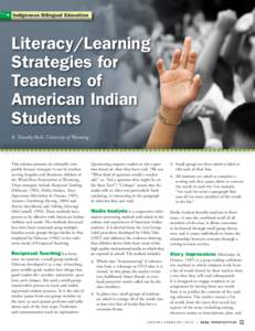 Indigenous Bilingual Education  Literacy/Learning Strategies for Teachers of American Indian