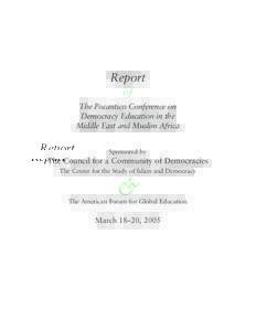 Report of The Pocantico Conference on Democracy Education in the Middle East and Muslim Africa Sponsored by