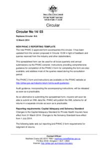 Circular Circular No[removed]Replaces Circular: N/A 13 March[removed]NEW PHIAC 2 REPORTING TEMPLATE