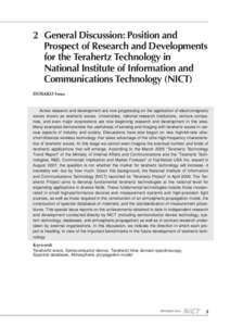 2 General Discussion: Position and Prospect of Research and Developments for the Terahertz Technology in National Institute of Information and Communications Technology (NICT) HOSAKO Iwao