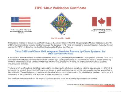 FIPS[removed]Validation Certificate No. 1040