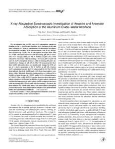 Journal of Colloid and Interface Science 235, 80–[removed]doi:[removed]jcis[removed], available online at http://www.idealibrary.com on X-ray Absorption Spectroscopic Investigation of Arsenite and Arsenate Adsorption 