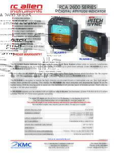 RCA 2600 SERIES  DIGITAL ATTITUDE INDICATOR ••PITCH SYNC OPTION ••360 DEGREES OF PITCH AND ROLL