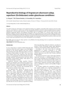 Environmental and Experimental Biology: 33–39	  Original Paper Reproductive biology of Angraecum eburneum subsp. superbum (Orchidaceae) under glasshouse conditions