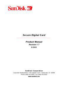 Secure Digital Card Product Manual Revision 1.7