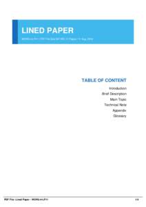 LINED PAPER WORG-4-LP11 | PDF File Size 367 KB | 11 Pages | 11 Aug, 2016 TABLE OF CONTENT Introduction Brief Description