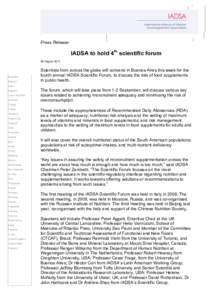 Press Release  IADSA to hold 4th scientific forum 29 AugustAustralia