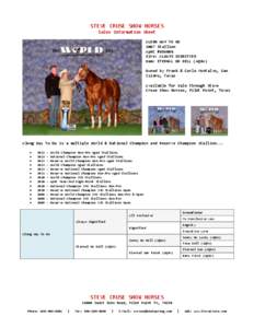 STEVE CRUSE SHOW HORSES Sales Information Sheet ALONG WAY TO GO