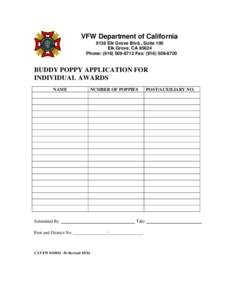 BUDDY POPPY APPLICATION FOR INDIVIDUAL AWARDS