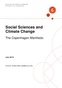 FACULTY OF SOCIAL SCIENCES UNIVERSITY OF COPENHAGEN Social Sciences and Climate Change The Copenhagen Manifesto