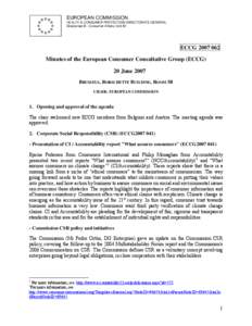 EUROPEAN COMMISSION HEALTH & CONSUMER PROTECTION DIRECTORATE-GENERAL Directorate B - Consumer Affairs; Unit B1 ECCG[removed]Minutes of the European Consumer Consultative Group (ECCG)