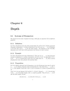 Chapter 6  Depth 6.1  Systems of Parameters