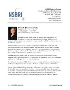 NSBRI Industry Forum BioScience Research Collaborative 6500 Main Street, Suite 910 Houston, TXwww.nsbriforum.org