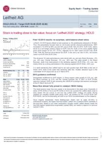 Equity flash – Trading Update Consumer Leifheit AG HOLD (HOLD) | Target EUREUR 48.00)