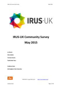 IRUS-UK Community Survey  May 2015 IRUS-UK Community Survey May 2015