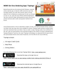 Online food ordering / Software / Tapingo / Apple Inc. / App Store / Starbucks