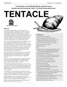 ISSNTentacle No. 10—January 2002 The Newsletter of the IUCN/SSC Mollusc Specialist Group Species Survival Commission • IUCN - The World Conservation Union