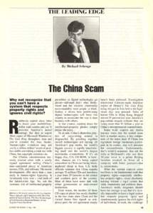 THE LEADING EDGE  By Michael Schrage The China Scam Why not recognize that