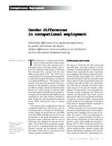 Occupational Employment  Gender differences