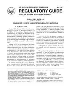 U.S. NUCLEAR REGULATORY COMMISSION  April 1997 REGULATORY GUIDE OFFICE OF NUCLEAR REGULATORY RESEARCH