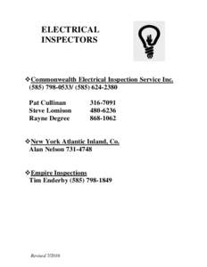 ELECTRICAL INSPECTORS Commonwealth Electrical Inspection Service IncPat Cullinan
