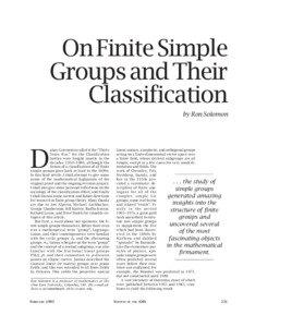 Finite groups / Classification of finite simple groups / Fitting subgroup / Simple group / Signalizer functor / P-group / Strongly embedded subgroup / Feit–Thompson theorem / Unipotent / Abstract algebra / Algebra / Group theory