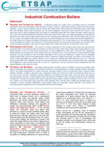 © IEA ETSAP - Technology Brief I01 – Maywww.etsap.org  Industrial Combustion Boilers HIGHLIGHTS 