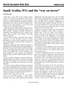 World Socialist Web Site  wsws.org Saudi Arabia, 9/11 and the “war on terror” 6 February 2015