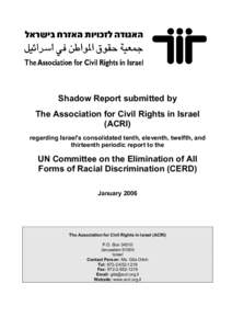 Microsoft Word - ACRI's Shadow Report to CERD January 2006.doc