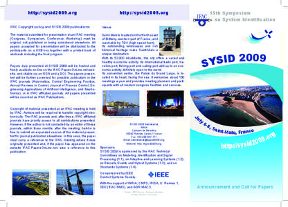 http://sysid2009.org  http://sysid2009.org 15th Symposium on System Identiﬁcation