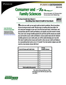 PURDUE EXTENSION  Consumer and Family Sciences  CFS-713-W